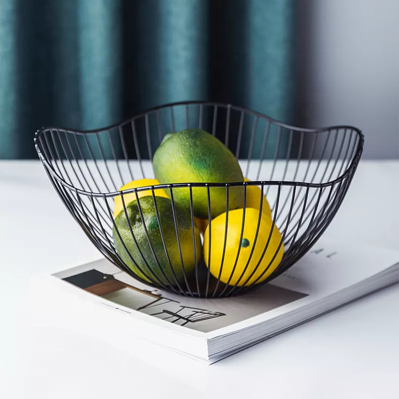 Curved Metal Matte Basket - Black