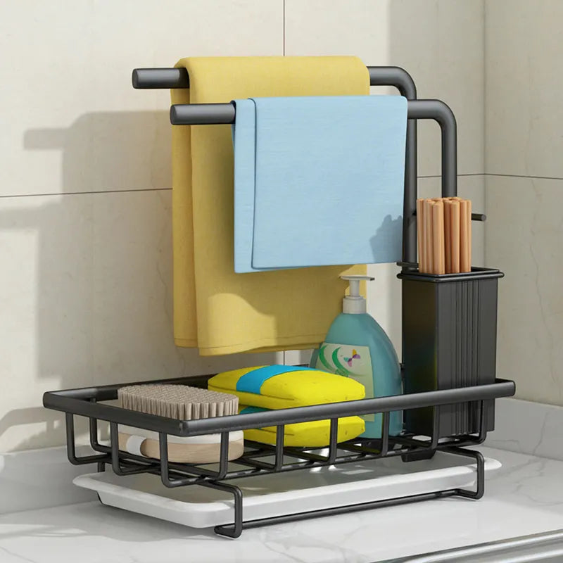 Stainless steel kitchen sink organizer