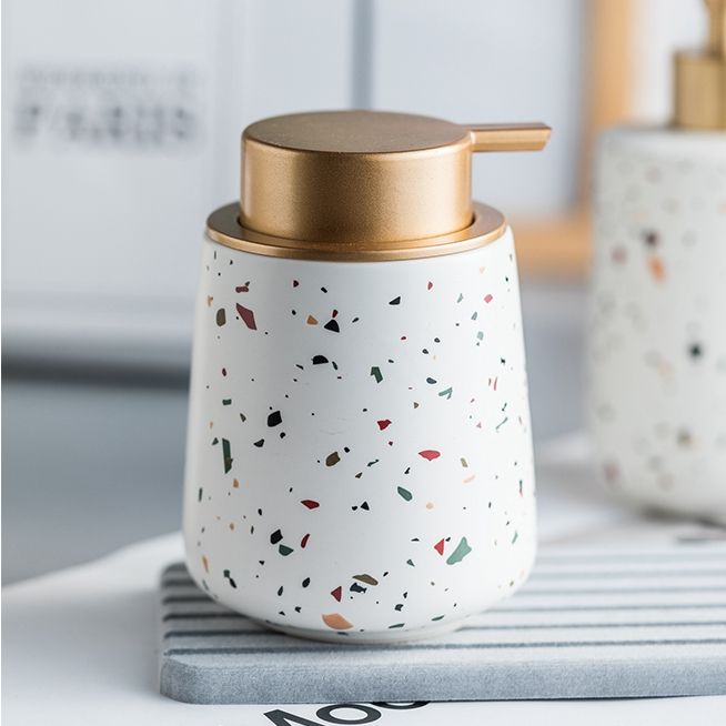 Terrazzo Inspired Ceramic Conical Soap Dispenser
