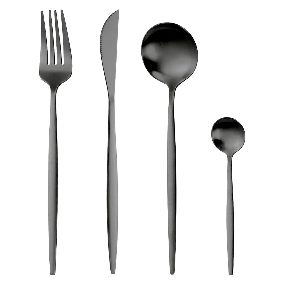 Sleek Cutlery Set - Black
