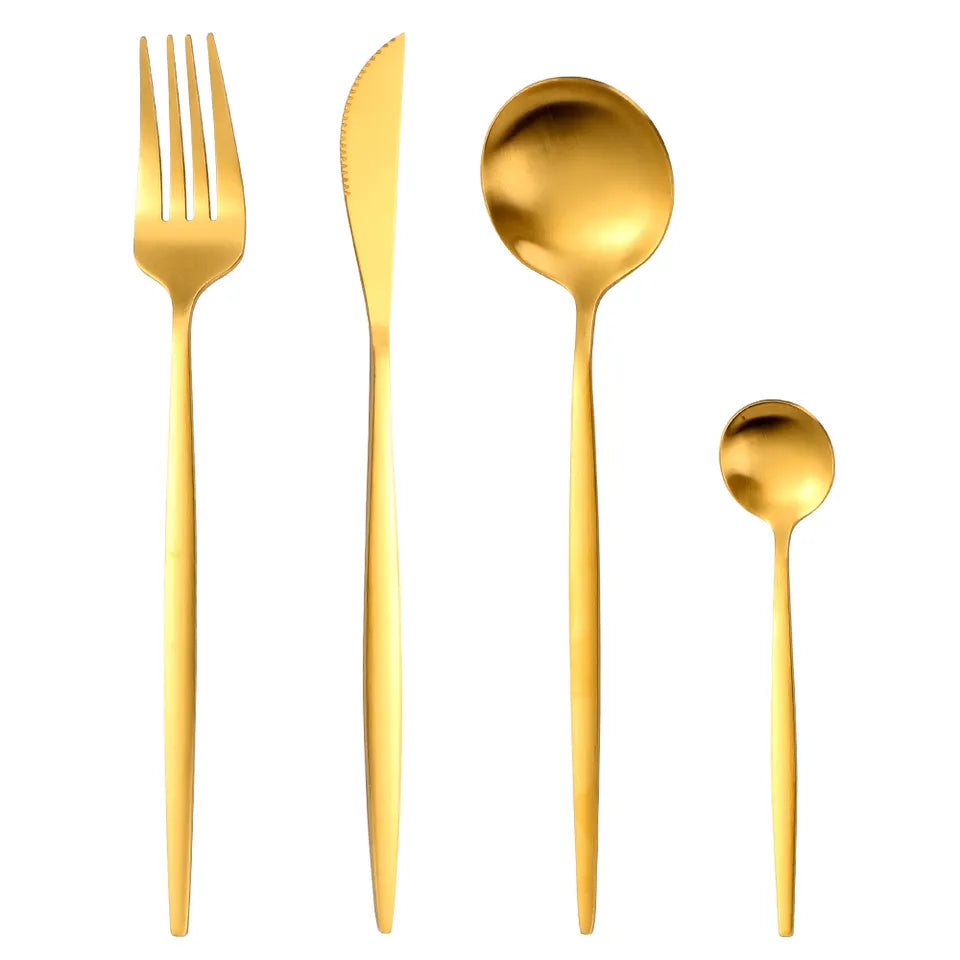 Sleek Cutlery Set - Gold