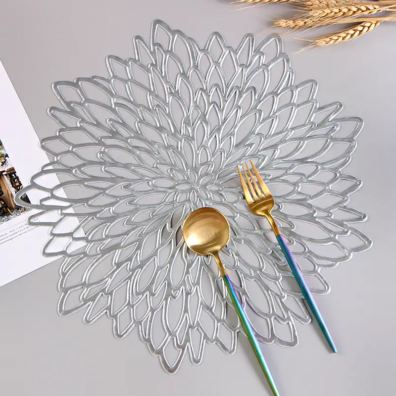Placemat - Flower Design - Silver