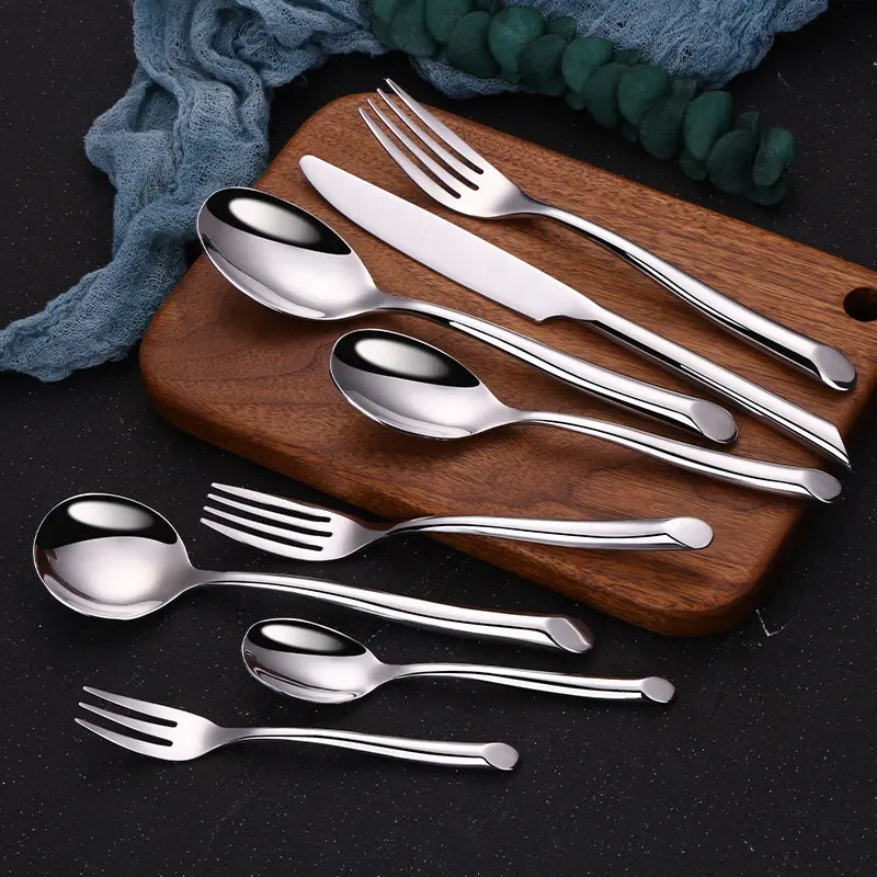 Rounded Cutlery Set - Silver