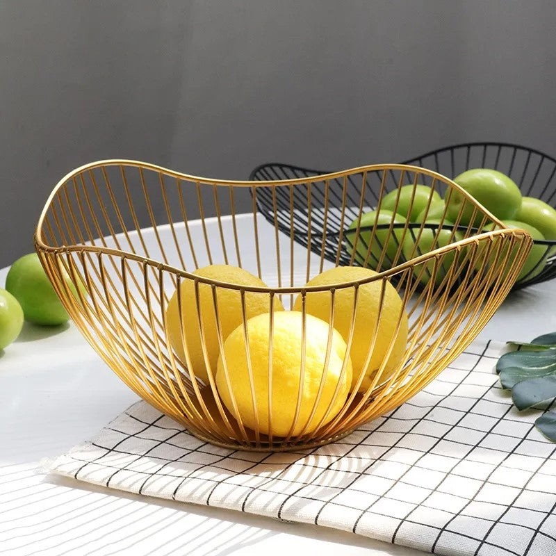 Curved Metal Basket - Gold