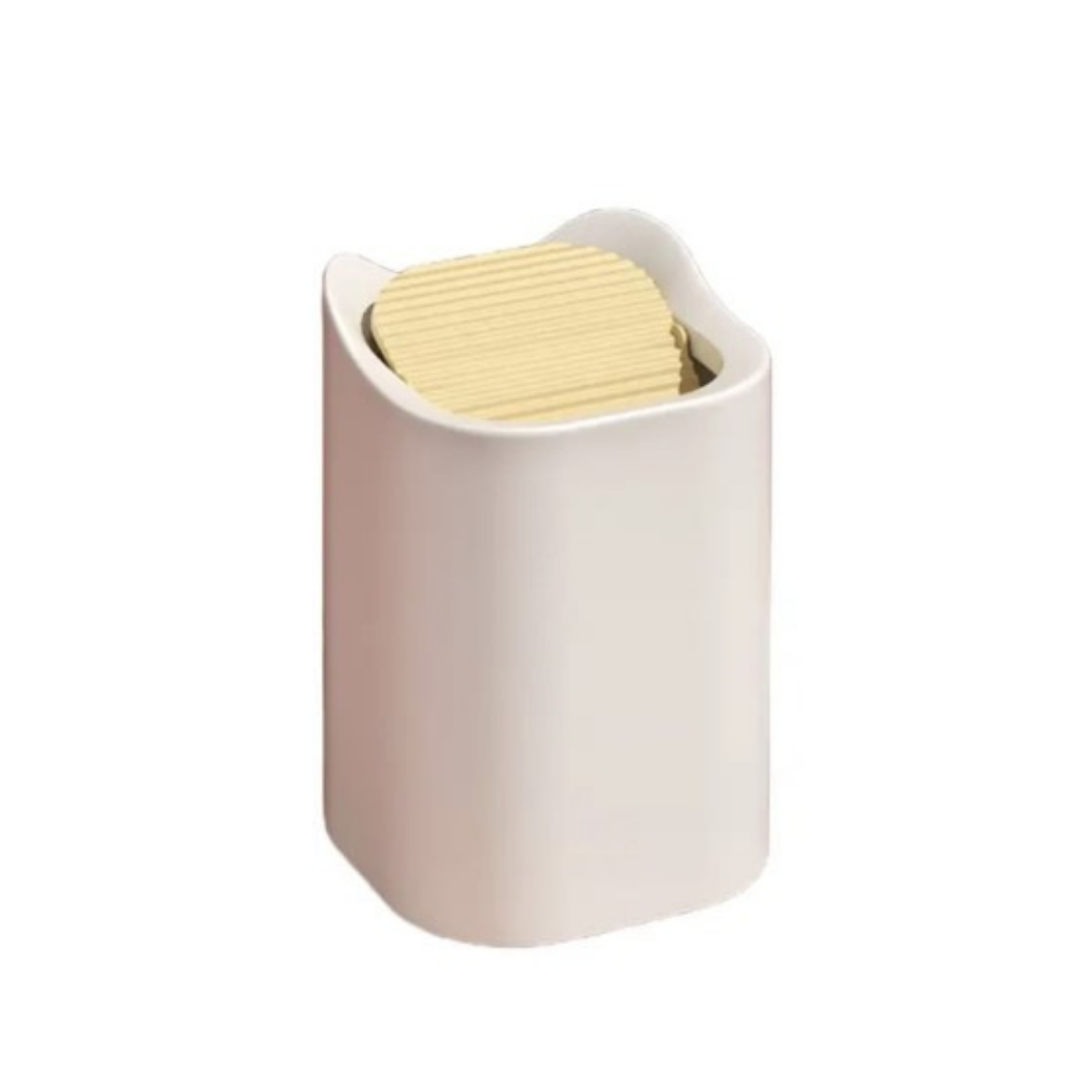 Tabletop Trash Bin - White and Yellow