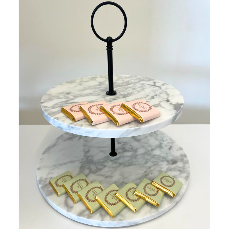 Two Tiered Marble Cakestand