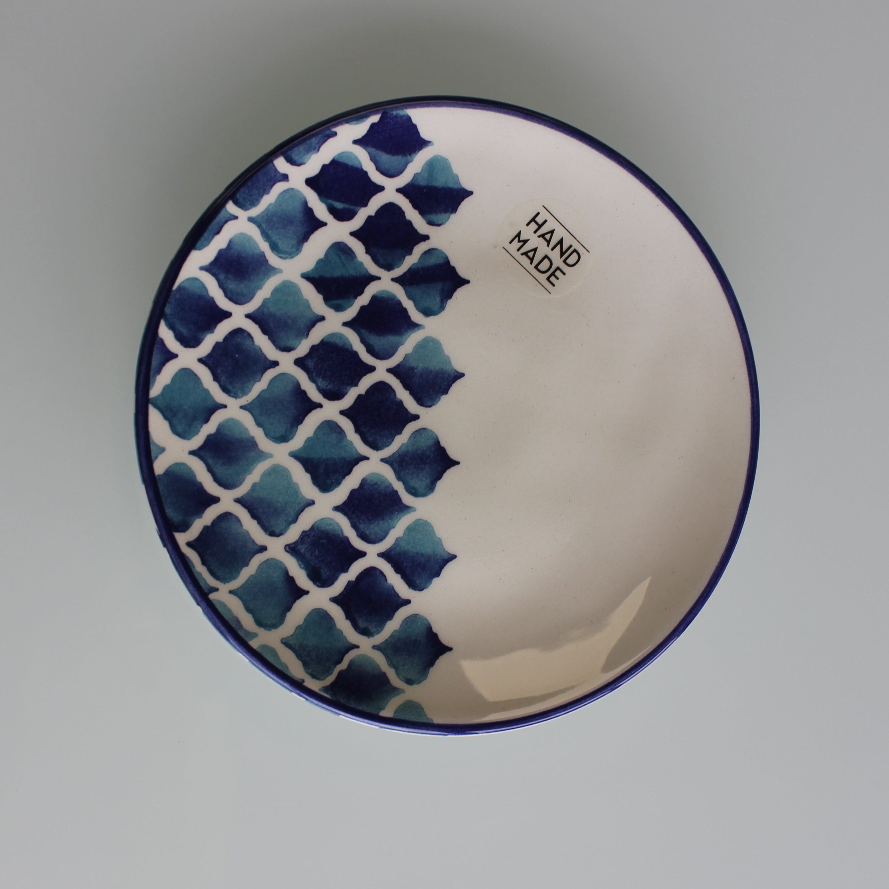 Blue Dotted Dessert Plate