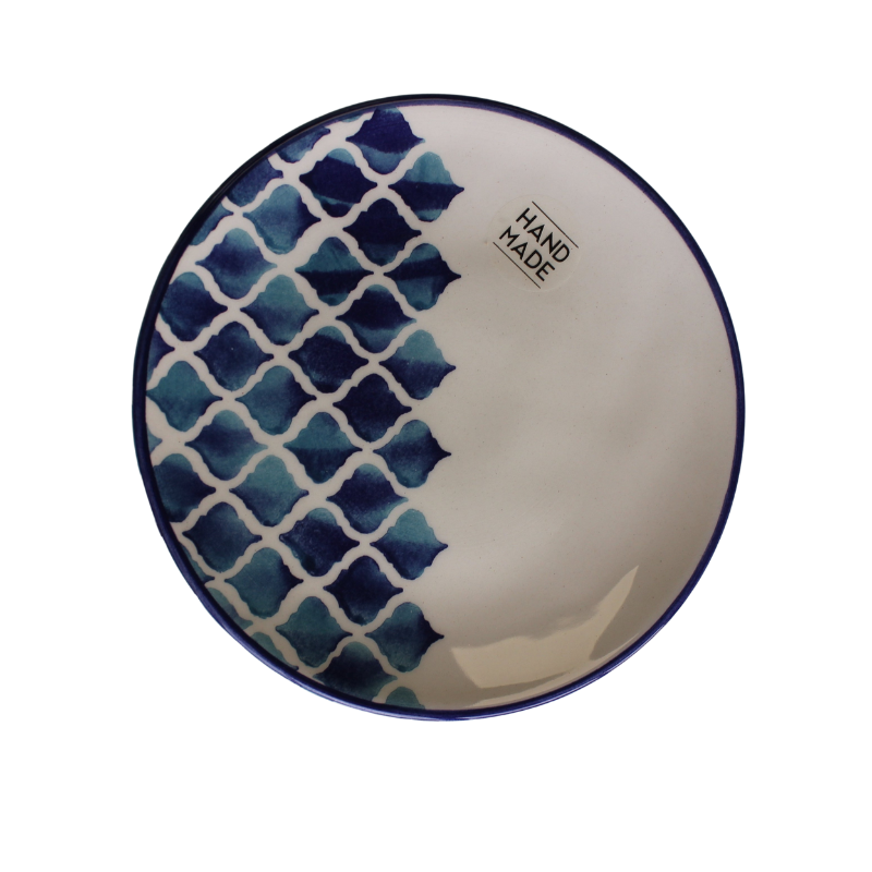 Blue Dotted Dessert Plate