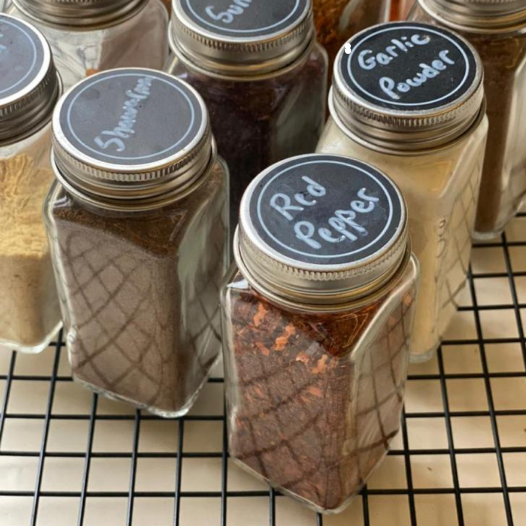 Glass Spice Jars - Set of 6