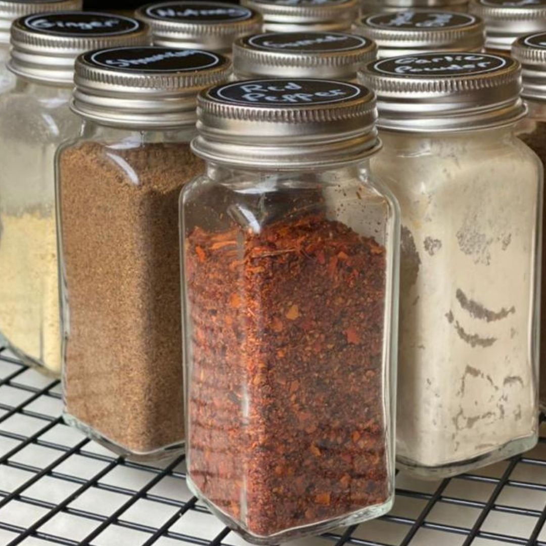 Glass Spice Jars - Set of 6