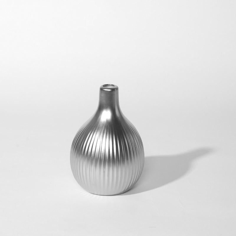 Bottle Shaped Ceramic Vase - Silver