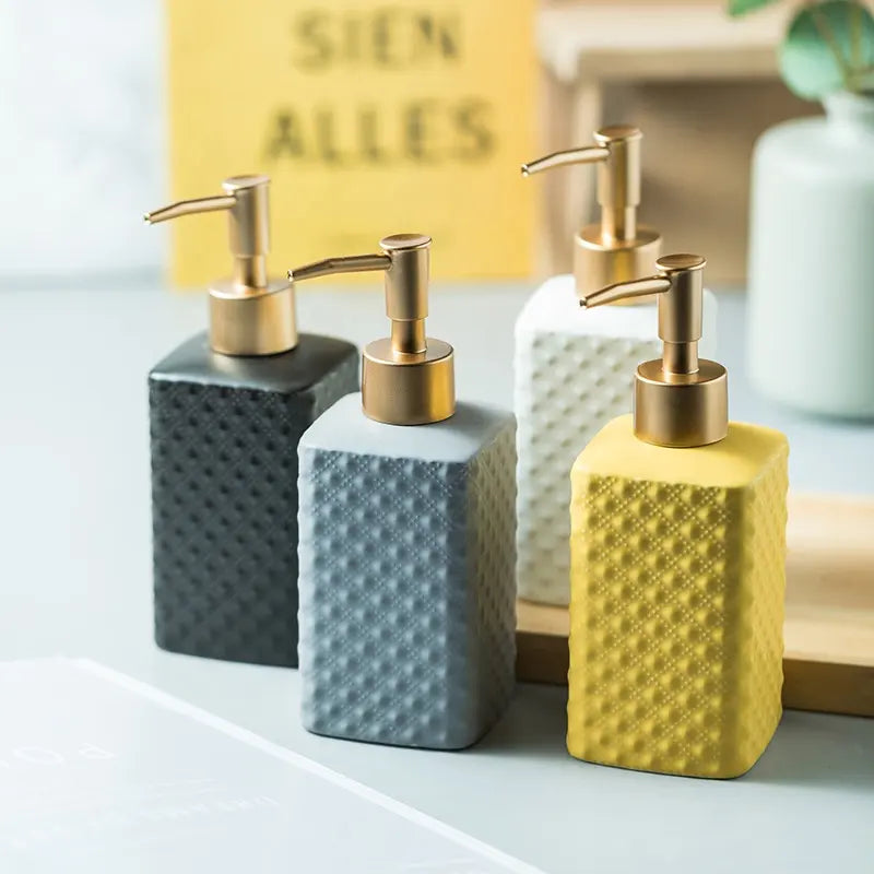 Rectangular Ceramic Soap Dispenser - Gray