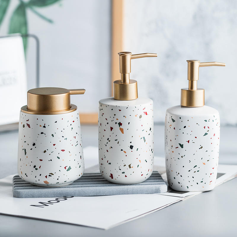 Terrazzo Inspired Ceramic Rectangular Soap Dispenser