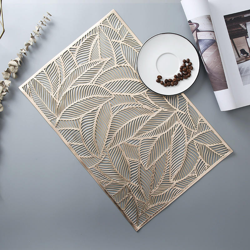 Placemat - Rectangular Leaf Design - Gold