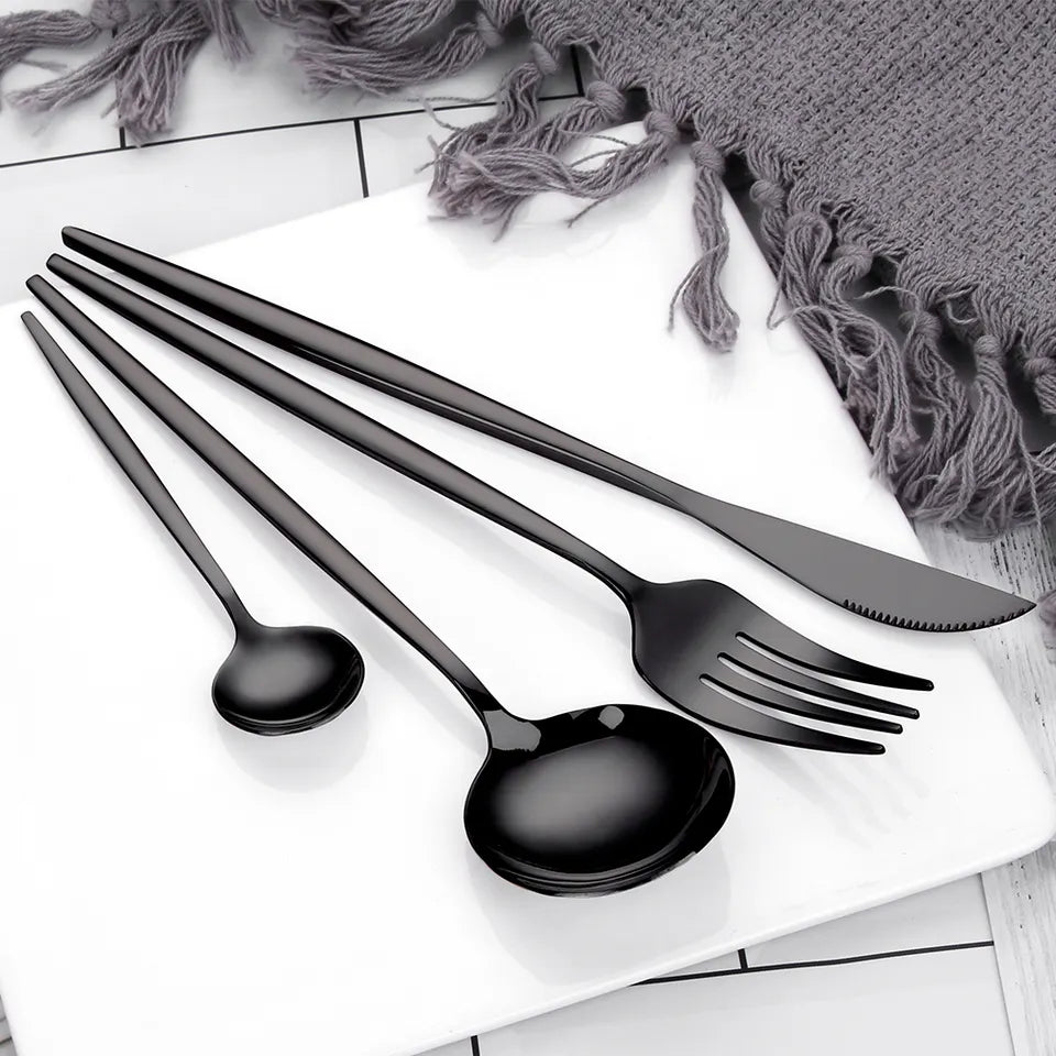Sleek Cutlery Set - Black