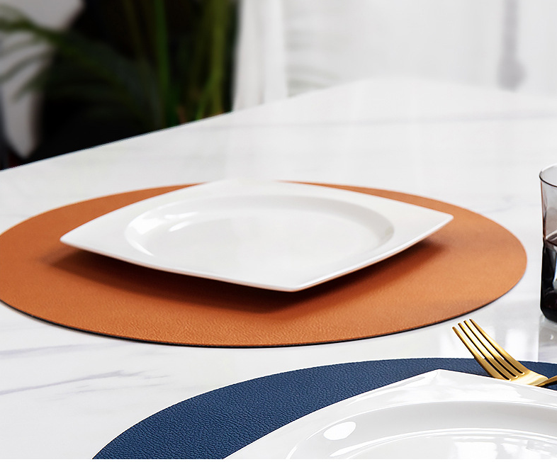 Placemat - Reversible Leather Design - Blue & Gray