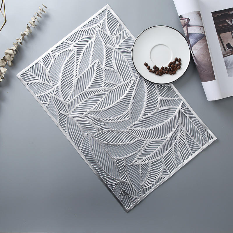 Placemat - Rectangular Leaf Design - Silver