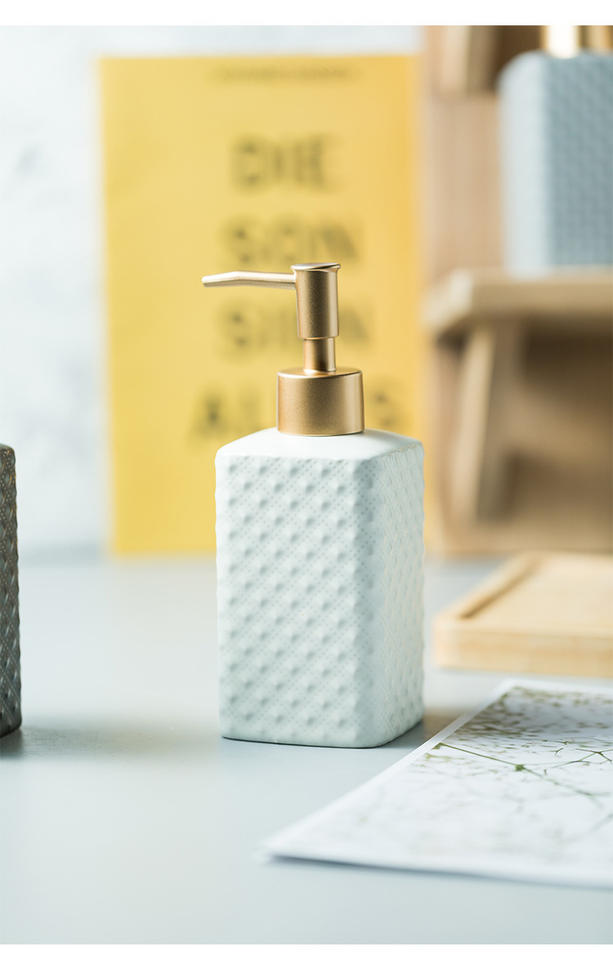 Rectangular Ceramic Soap Dispenser - Gray