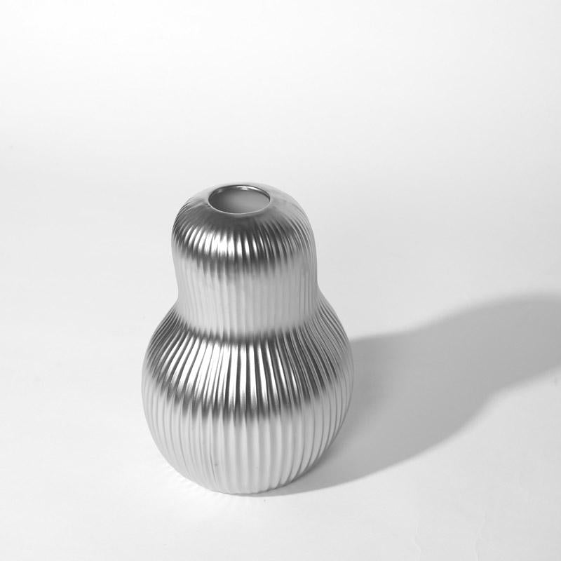 Pear Shaped Ceramic Vase - Silver