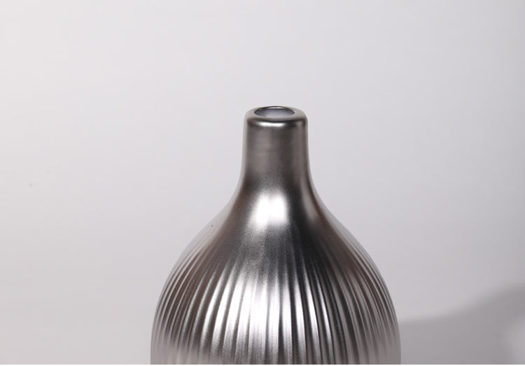 Bottle Shaped Ceramic Vase - Silver