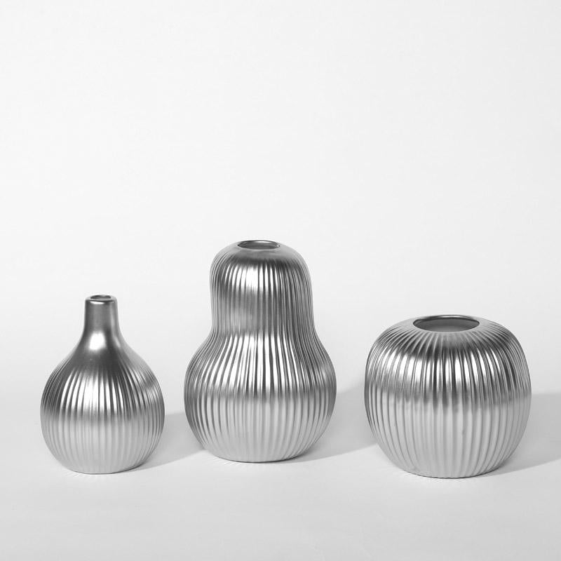 Bottle Shaped Ceramic Vase - Silver