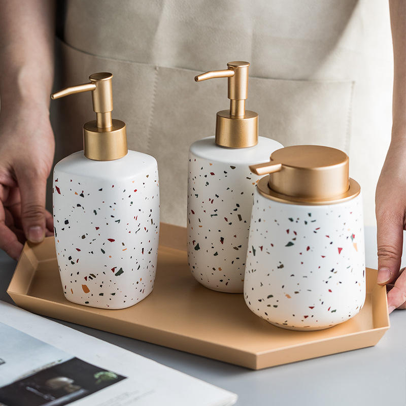 Terrazzo Inspired Ceramic Conical Soap Dispenser