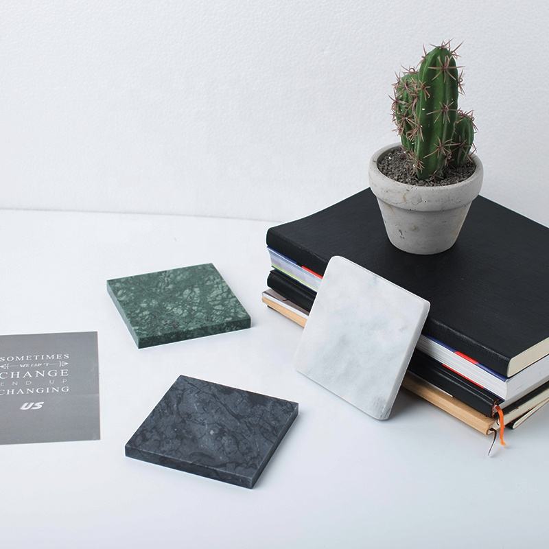 Marble Coaster - Square - White