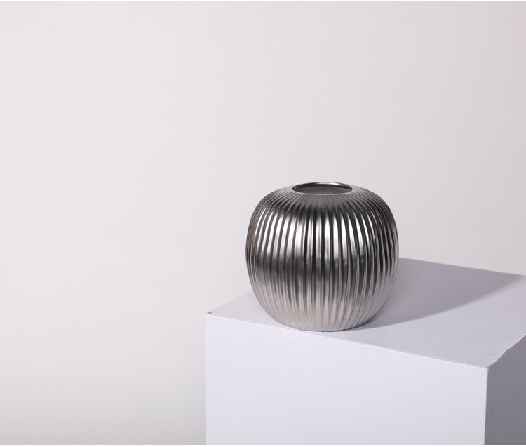 Round Ceramic Vase - Silver