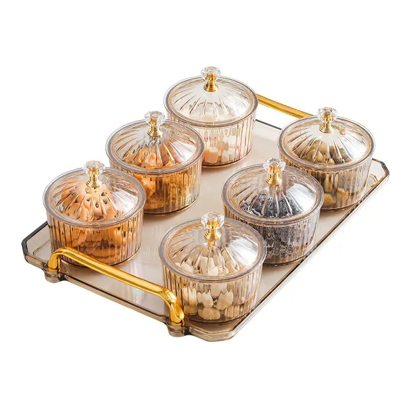 Tray with 6 Bowls - Gold