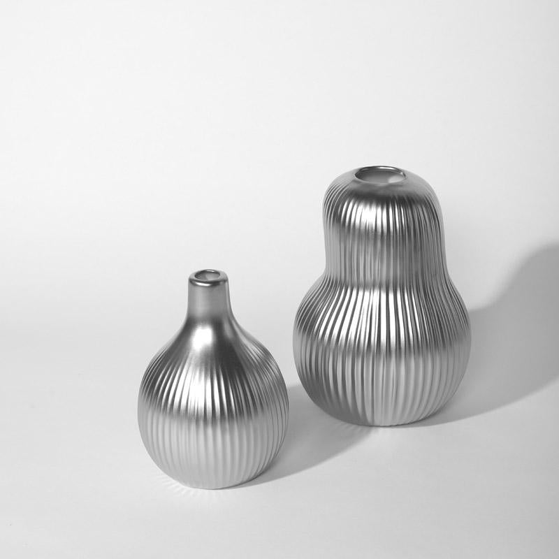 Pear Shaped Ceramic Vase - Silver