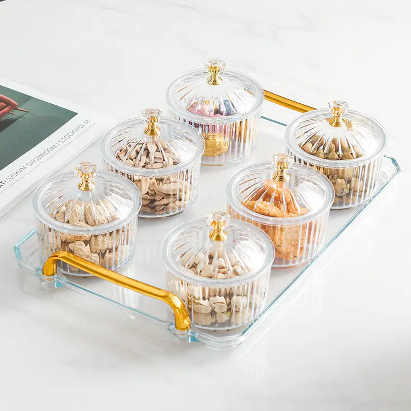 Tray with 6 Bowls - Transparent