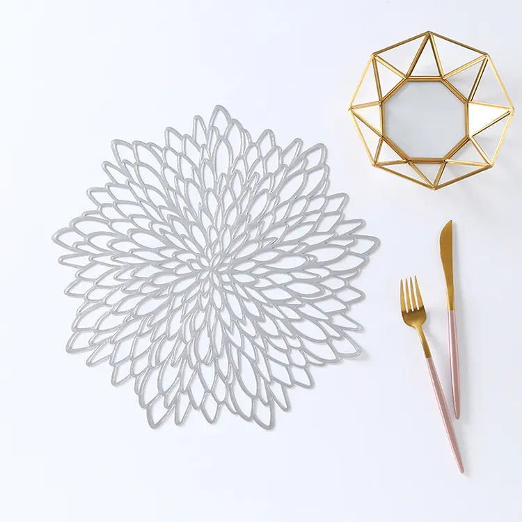 Placemat - Flower Design - Silver