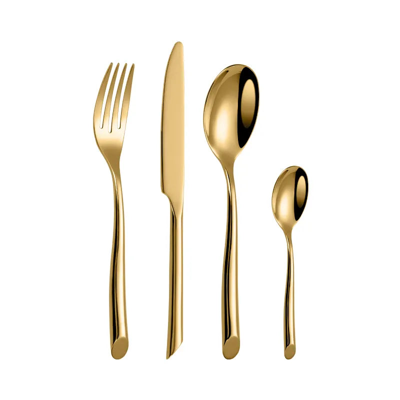 Rounded Cutlery Set - Gold